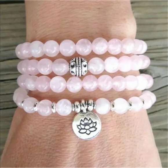 Natural rose quartz Meditation Mala necklace/bracelet - Picture 3 of 5